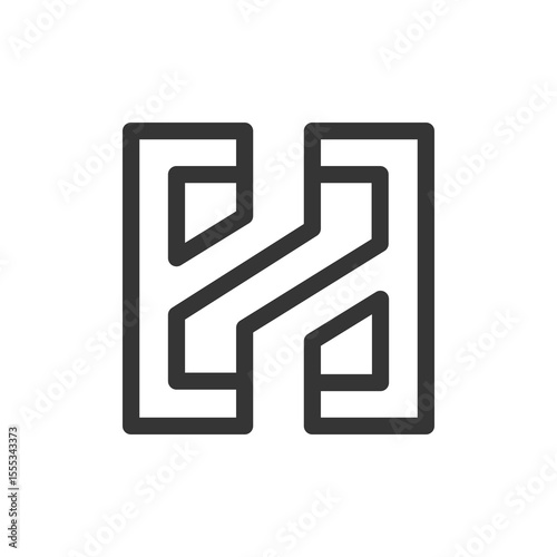 the logo consists of monogram the letter Z and H. Abstract, outline and elegant.