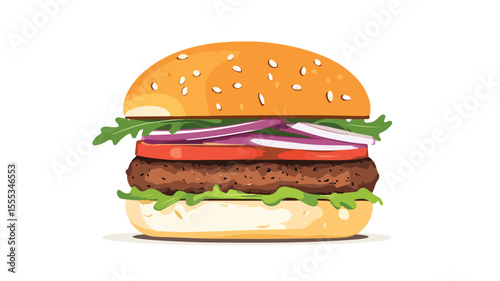 Delicious American Fast Food Float: Hamburger with Cheese and Pickles