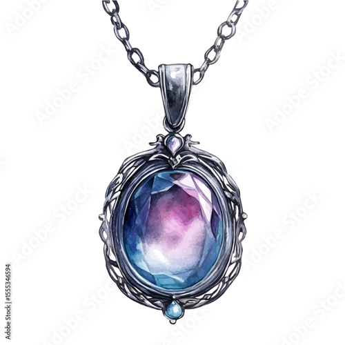 Pendant, watercolor illustration vector, isolated on a white background.