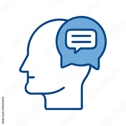 Cognitive Support Tool Icon Illustrating Conversation and Thought in Design