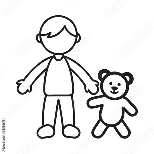 Child Standing With Teddy Bear Silhouette in a Playful Setting