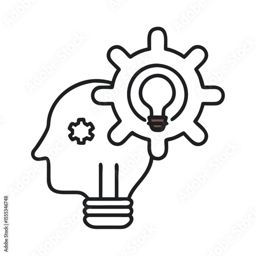 Cognitive Support Tool Icon Featuring a Lightbulb Above a Gear