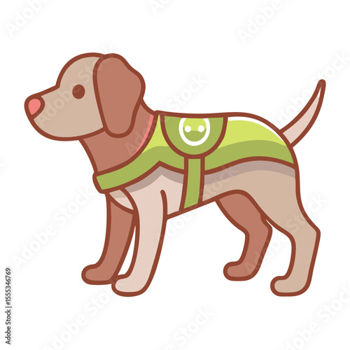 Icon of Guide Dog in Harness Symbolizing Support for Blind Assistance