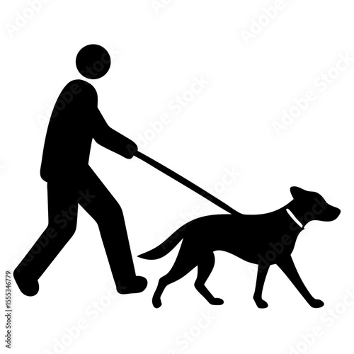Guide Dog Assists Blind Person in Silhouette, Symbolizing Independence