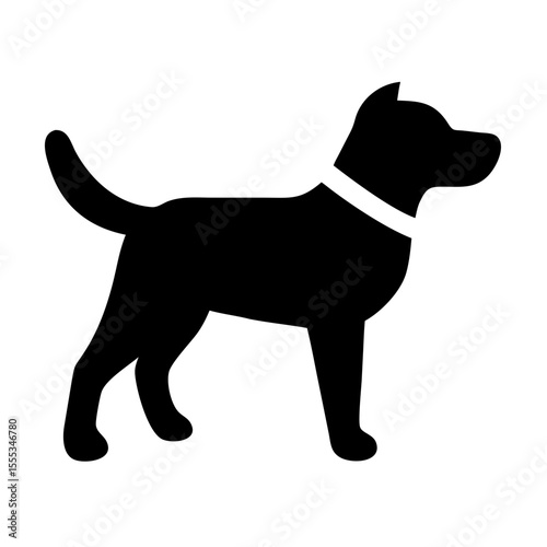 Silhouette of a Guide Dog Standing Confidently by Its Handler