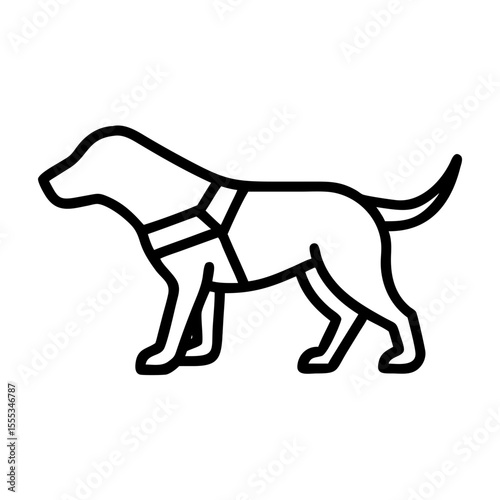 Guide Dog Actively Sniffing the Ground During an Outdoor Walk