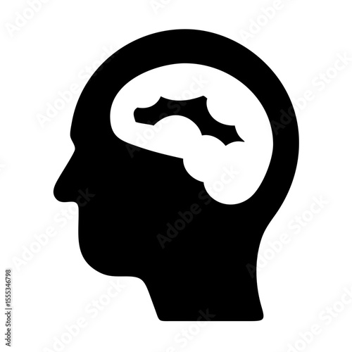 Silhouette of Head With Brain Graphic Design Illustrating Thought Process