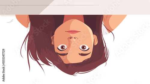 Curious People Peeking Outside: Cautious Woman Looking Out - Vector Illustration