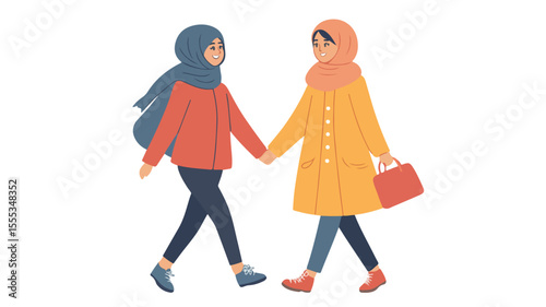 Diverse Happy Girls Teen Woman and Muslim in Hijab