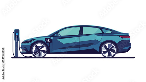 Electric Car Refueling at Auto Charger - Eco-Friendly Transportation Concept