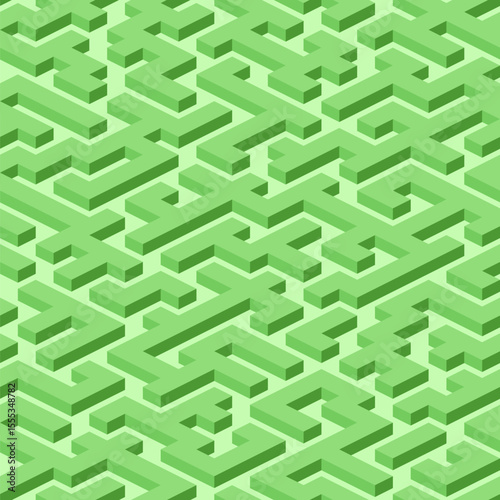 Green labyrinth maze seamless pattern