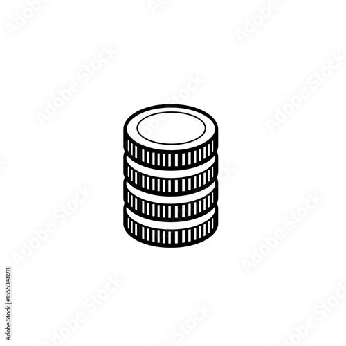 Stack of coins illustration in black and white on a plain background