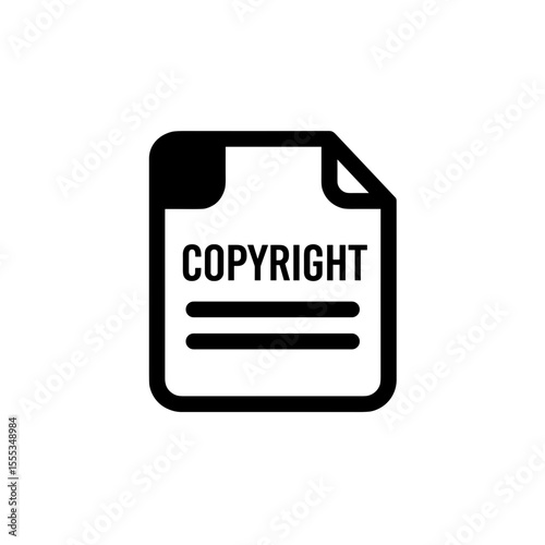 Simple copyright document icon with text on a plain background
