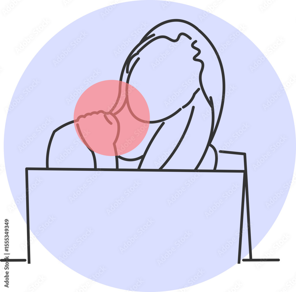 Young woman with neck pain after excessive computer use