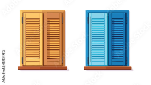 Jalousie Window Blinds Icon: A Modern Illustration of Rolling Curtains