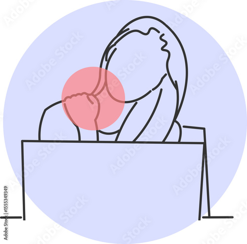 Young woman with neck pain after excessive computer use