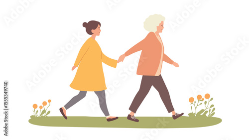 Generations Bonding: Grandmother with Parents and Children, Family Relationship