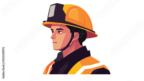 Professional Firefighter in Helmet: Safety Gear for Fireman with Uniform