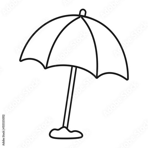 Beach umbrella vector illustration coloring page isolated on white background	