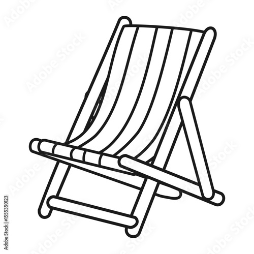 Beach chair vector illustration in black and white isolated on white background