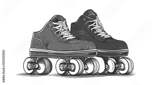 Vintage Roller Skating Footwear - Retro Rollerskate with Wheels