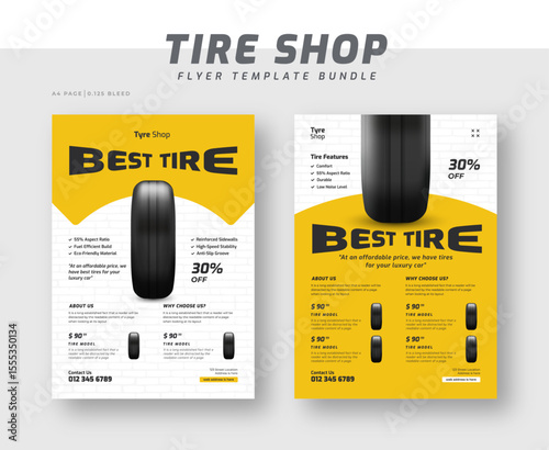 Tire shop catalog flyer bundle template | Tire parts product catalog sale promotion leaflet or poster | Auto repair shop banner set
