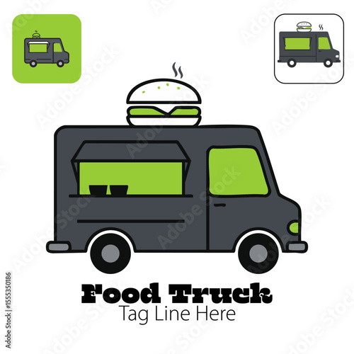 Modern Food Delivery Van - Truck Food Logo