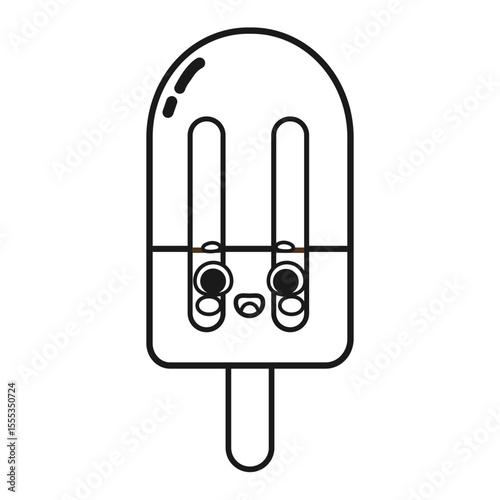 Cute popsicle kawaii summer treat vector illustration coloring page isolated on white background	