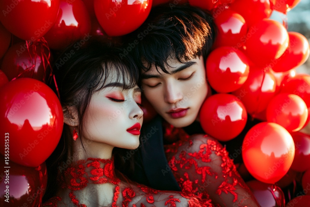 Commercial promotion idea. Sign of love and affection. Valentine's day, lovebirds couple: remarkable bold image of loving asian adult lovers. Modern couple. Romantic energy. Couple tendernes. Commercial promotion idea. Sign of love and affection. Valentine's day, lovebirds couple: remarkable bold image of loving asian adult lovers. Modern couple. Romantic energy. Couple tendernes.
