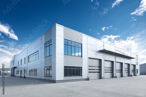 Wallpaper Mural Modern Industrial Building with Roll-Up Doors Torontodigital.ca