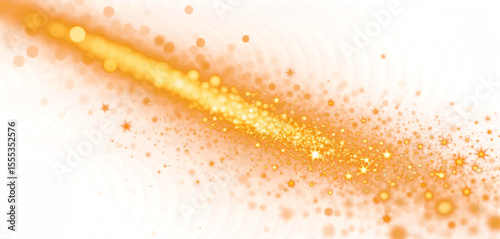 Estela de polvo de estrellas doradas. Aislada sobre fondo transparente. PNG. 
