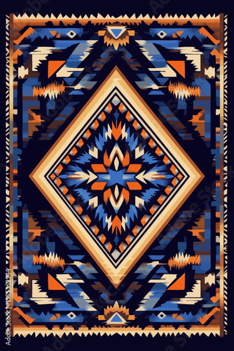 The modern Aztec Navajo geometric pattern, with its vintage color palette, is a popular choice for home decoration, particularly in southwest ethnic styles, and can be used in various forms such as