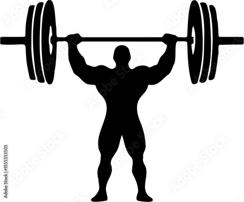 silhouette vector illustration of a person lifting a barbell, isolated on white