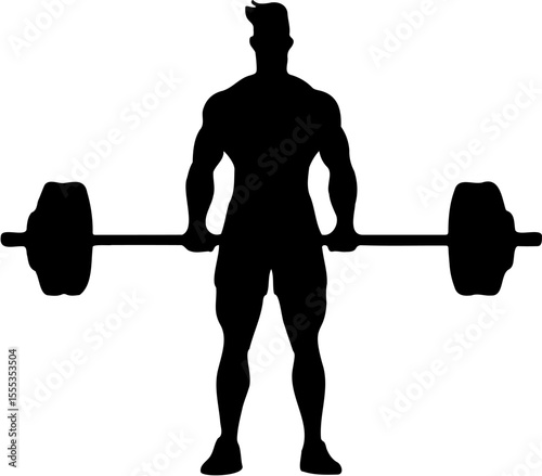 silhouette vector illustration of a person lifting a barbell, isolated on white