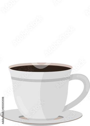 Cup and saucer of hot coffee