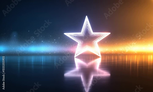 Glowing star shape light animation with reflection