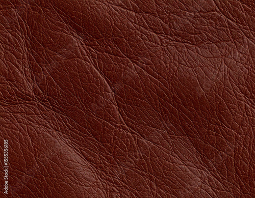 Brown wrinkled genuine leather texture closeup