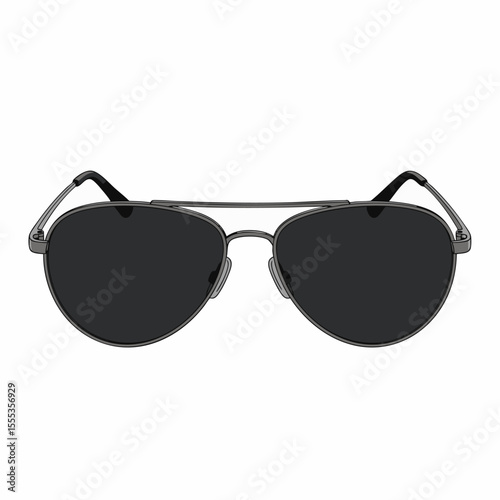 Rimless Gunmetal Aviator with Solid Black Lenses Sunglasses