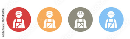 Mechanic, Electrician, Construction Worker, Plumber icon set illustration vector. Inside Circle