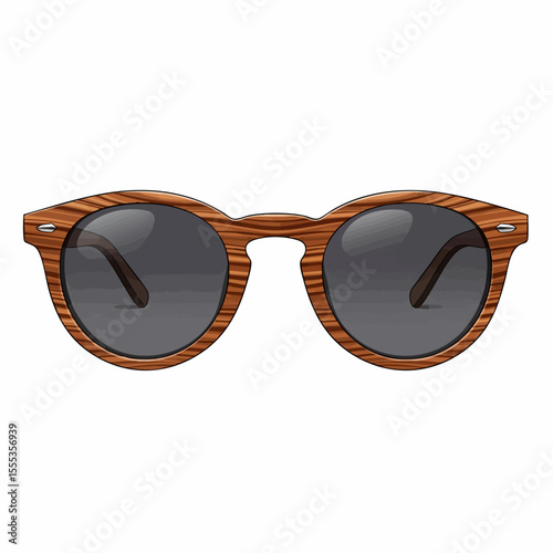 Walnut Wood Round with Dark Grey Lenses Sunglasses
