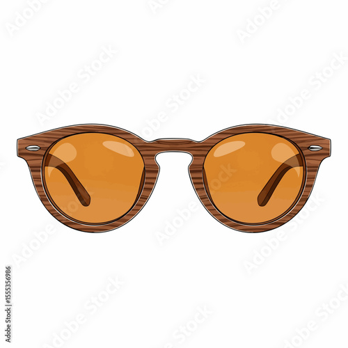 Walnut Wood Round with Amber Lenses Sunglasses