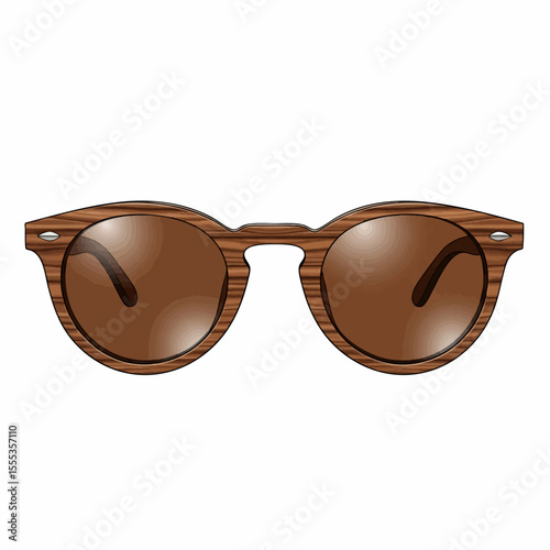 Walnut Wood Round with Brown Lenses Sunglasses