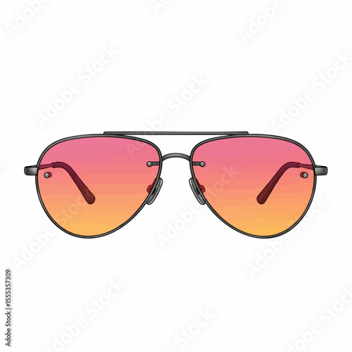 Rimless Gunmetal Aviator with Sunset Gradient Lenses Sunglasses