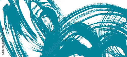 Artistic textured bright teal blue distressed painted bold brush strokes background. Grunge aquamarine retro paintbrush stroke smear with spray texture for business banner, surface, poster design