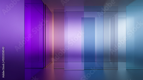 Colorful glass panels creating a modern and abstract space