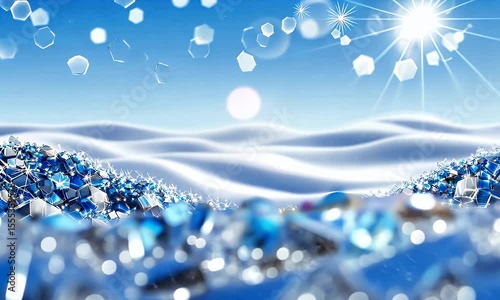 Winter landscape with snow and bright sunshine