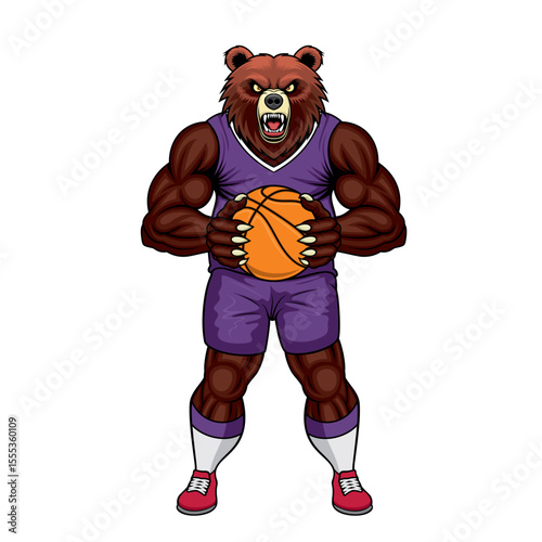 basketball mascot bear vector illustration bear basketball design