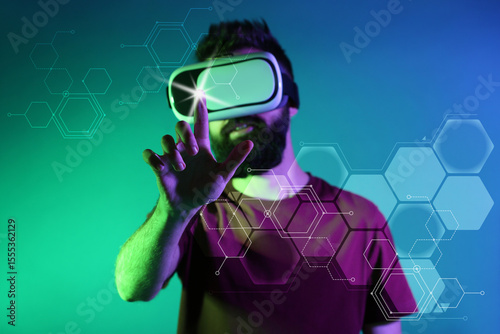 Man wearing virtual reality...