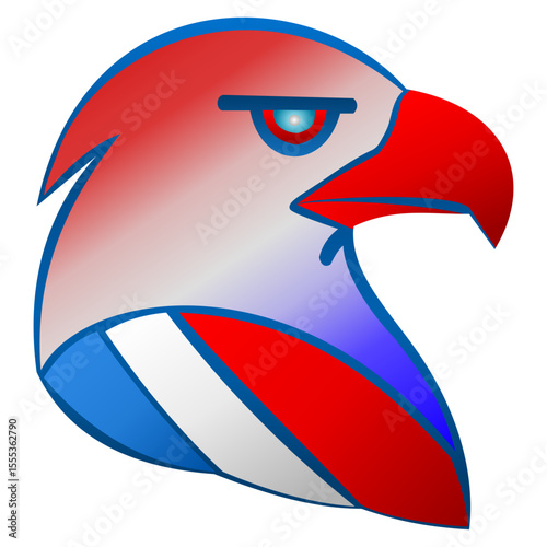 American Eagle Head in American Flag Colors – Editable Vector Icon