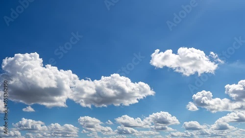 Clouds Moving Across Blue Sky. Realistic Video, Blue and White Hues, Serene Atmosphere, Nature Background, Weather Forecasts, Documentary Footage